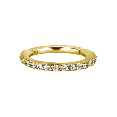 Anneau continu avec pierres plaqué or 24k avec bras articulé Anneau continu avec pierres plaqué or 24k avec bras articulé