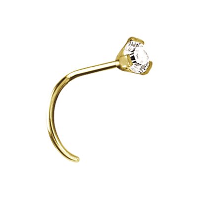Bijou de nez courbé plaqué or 24k avec une pierre griffée Bijou de nez courbé plaqué or 24k avec une pierre griffée
