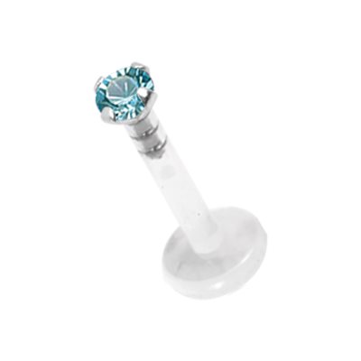 Labret push in en Bioplast avec une pierre griffée en argent Labret push in en Bioplast avec une pierre griffée en argent