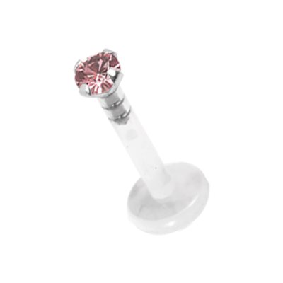 Labret push in en Bioplast avec une pierre griffée en argent Labret push in en Bioplast avec une pierre griffée en argent