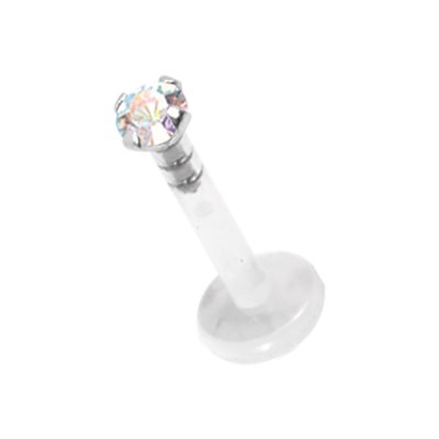 Labret push in en Bioplast avec une pierre griffée en argent Labret push in en Bioplast avec une pierre griffée en argent