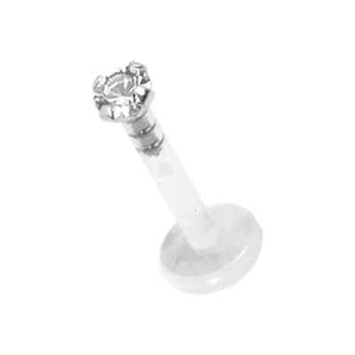 Labret push in en Bioplast avec une pierre griffée en argent Labret push in en Bioplast avec une pierre griffée en argent