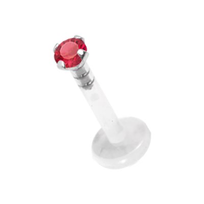 Labret push in en Bioplast avec une pierre griffée en argent Labret push in en Bioplast avec une pierre griffée en argent
