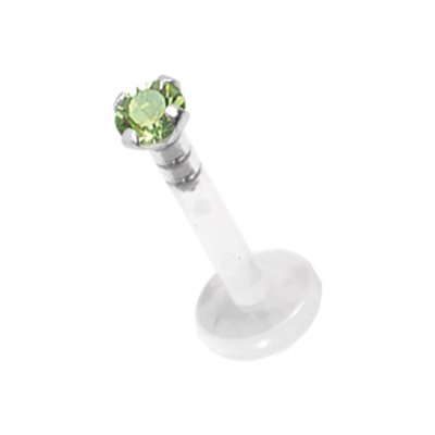 Labret push in en Bioplast avec une pierre griffée en argent Labret push in en Bioplast avec une pierre griffée en argent