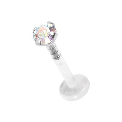 Labret push in en Bioplast avec une pierre griffée en argent Labret push in en Bioplast avec une pierre griffée en argent
