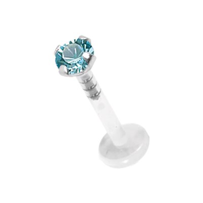 Labret push in en Bioplast avec une pierre griffée en argent Labret push in en Bioplast avec une pierre griffée en argent