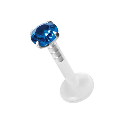Labret push in en Bioplast avec une pierre griffée en argent Labret push in en Bioplast avec une pierre griffée en argent
