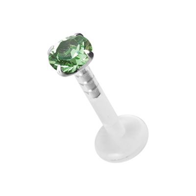 Labret push in en Bioplast avec une pierre griffée en argent Labret push in en Bioplast avec une pierre griffée en argent