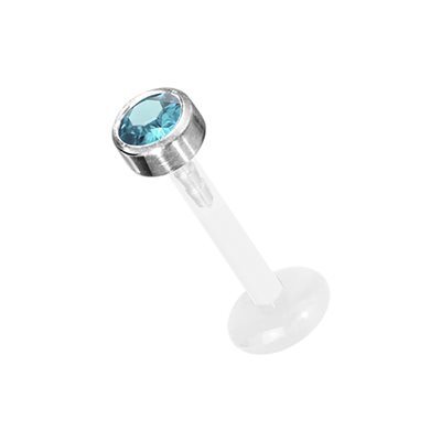 Labret push in en Bioplast avec disque en titanium et pierre Labret push in en Bioplast avec disque en titanium et pierre