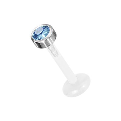 Labret push in en Bioplast avec disque en titanium et pierre Labret push in en Bioplast avec disque en titanium et pierre