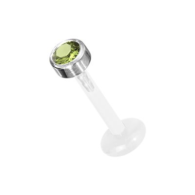 Labret push in en Bioplast avec disque en titanium et pierre Labret push in en Bioplast avec disque en titanium et pierre