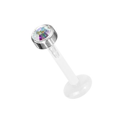 Labret push in en Bioplast avec disque en titanium et pierre Labret push in en Bioplast avec disque en titanium et pierre