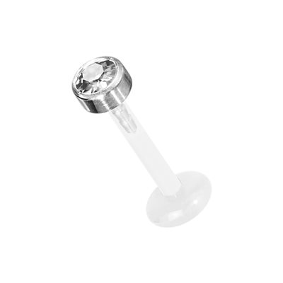 Labret push in en Bioplast avec disque en titanium et pierre Labret push in en Bioplast avec disque en titanium et pierre
