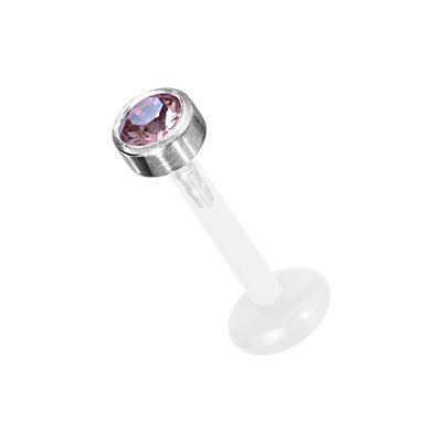 Labret push in en Bioplast avec disque en titanium et pierre Labret push in en Bioplast avec disque en titanium et pierre