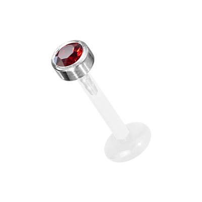 Labret push in en Bioplast avec disque en titanium et pierre Labret push in en Bioplast avec disque en titanium et pierre