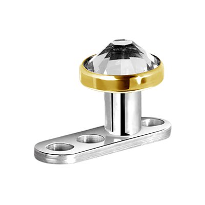 Dermal avec disc plaqué or 24k et pierre Dermal avec disc plaqué or 24k et pierre