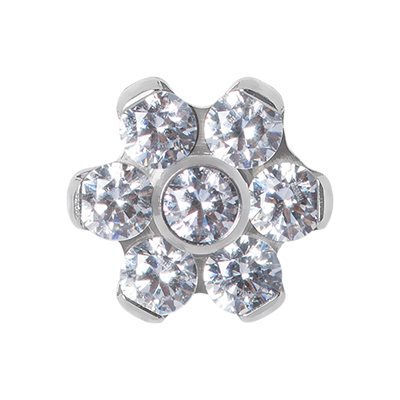 Attache titanium fleur pour labret en Bioplast push in Attache titanium fleur pour labret en Bioplast push in