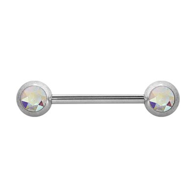 Barbell de sein avec pierres de face Barbell de sein avec pierres de face