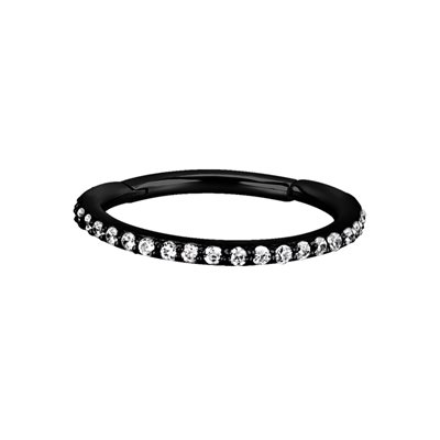 Anneau clicker en acier noir avec bras articulé et pierres Anneau clicker en acier noir avec bras articulé et pierres