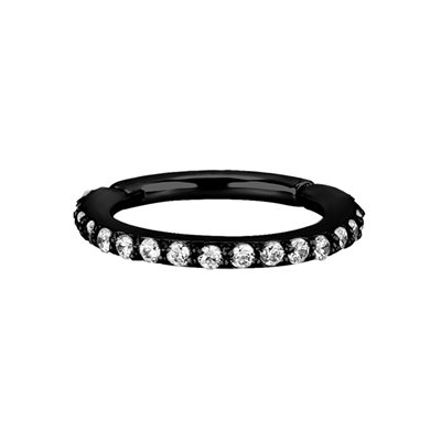 Anneau clicker en acier noir avec bras articulé et pierres Anneau clicker en acier noir avec bras articulé et pierres