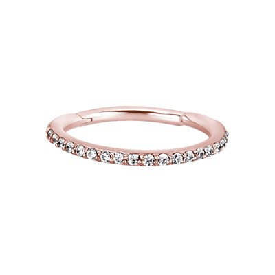 Anneau clicker plaqué or rose 24k avec des pierres griffées Anneau clicker plaqué or rose 24k avec des pierres griffées