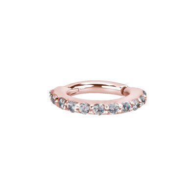 Anneau clicker plaqué or rose 24k avec pierres Anneau clicker plaqué or rose 24k avec pierres