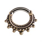Tribal brass antique clicker ring with steel bar