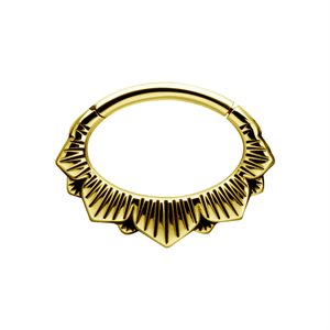 Anneau oval clicker plaqué or 24k avec un bras articulé