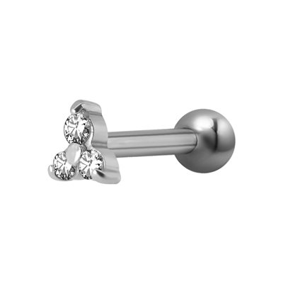 Barbell avec un côté interne trinity avec des pierres Barbell avec un côté interne trinity avec des pierres