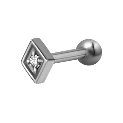 One side internal barbell with jewelled square