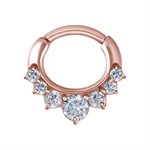 24k rose gold plated steel jewelled clicker ring
