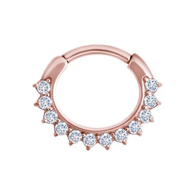 Anneau clicker plaqué or rose 24k avec pierres Anneau clicker plaqué or rose 24k avec pierres