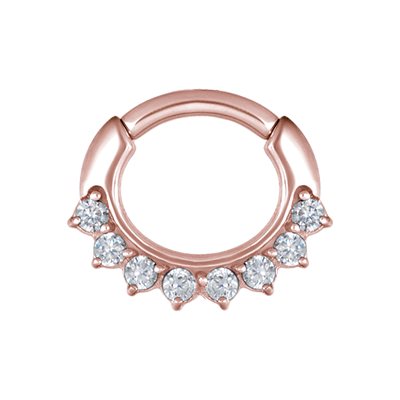 Anneau clicker plaqué or rose 24k avec pierres Anneau clicker plaqué or rose 24k avec pierres