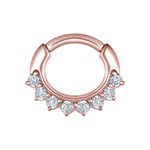 24k rose gold plated steel jewelled clicker ring