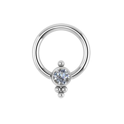 Anneau en titanium avec pierre plat Anneau en titanium avec pierre plat