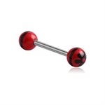 Tongue barbell with uv flower balls