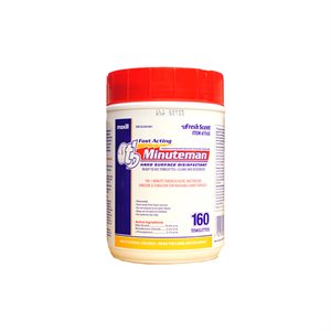 Tb minuteman hard surface disinfectant - 160 wipes