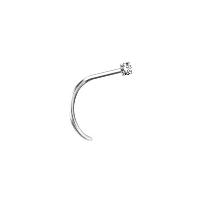 18k white gold nosescrew with prong setting jewel