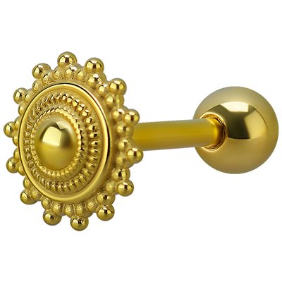 Barbell de langue plaqué or 24k avec un design tribal Barbell de langue plaqué or 24k avec un design tribal