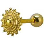24k gold plated tongue barbell with tribal design