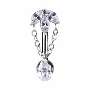 Internal jewelled navel banana with pear drop dangle