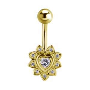 24k gold plated internal navel banana with jewelled heart