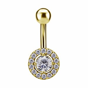 24k gold plated internal navel banana with premium zirconia