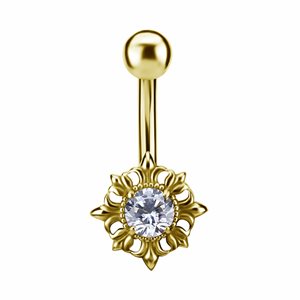 24k gold plated internal navel banana with premium zirconia