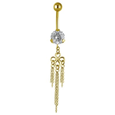 Banane de nombril plaquée or 24k avec des chaines Banane de nombril plaquée or 24k avec des chaines