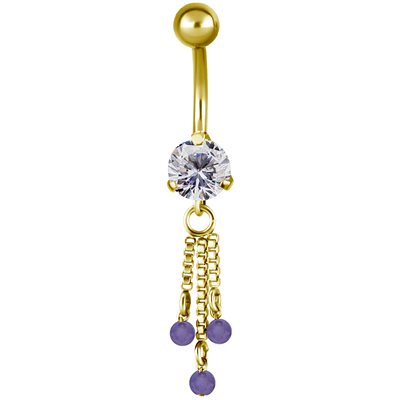 24k gold plated banana with precious stones bead dangle