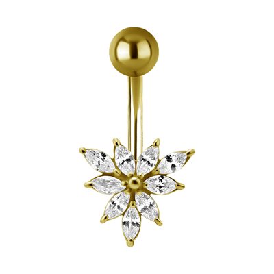 Banane de nombril plaquée or 24k avec pierres Banane de nombril plaquée or 24k avec pierres