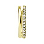 24k gold plated jewelled hinged conch clicker double rings