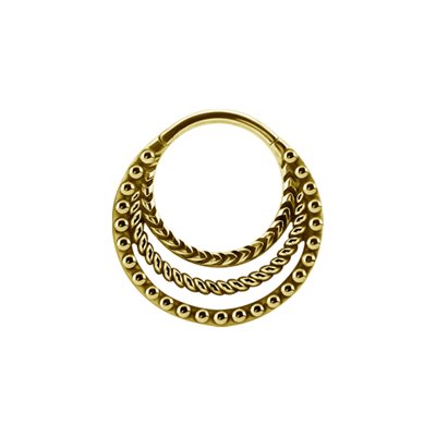 Anneau continu tribal plaqué or 24k avec bras articulé Anneau continu tribal plaqué or 24k avec bras articulé