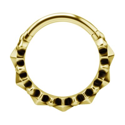 Anneau clicker plaqué or 24k avec des pyramides et cônes Anneau clicker plaqué or 24k avec des pyramides et cônes